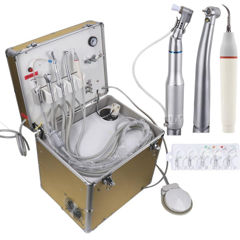 Dental Unit with Built in Ultrasonic Scaler&Oiless Air Compressor Motor 3 Way Syringe 2/4 Holes Teeth Whitening