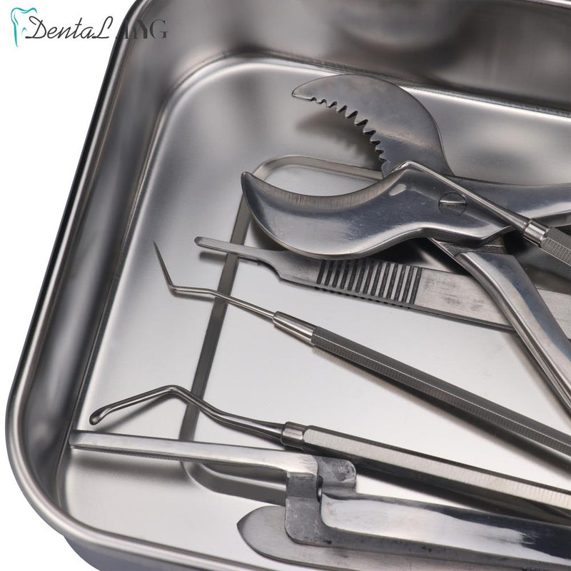 Dental Instruments Tray with Lid Stainless Steel Surgical Nursing Equipments Tools