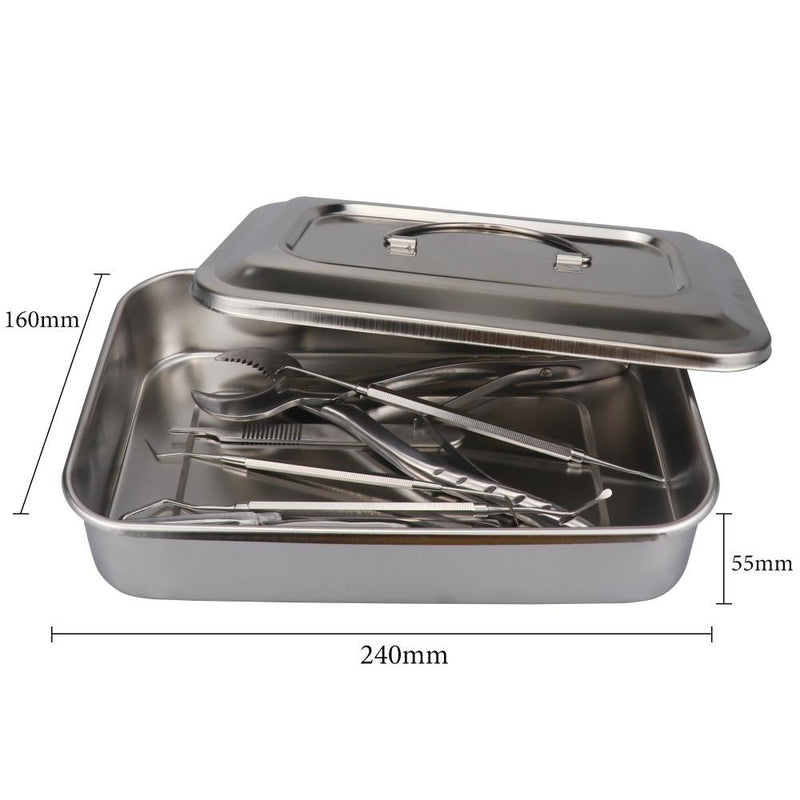 Dental Instruments Tray with Lid Stainless Steel Surgical Nursing Equipments Tools