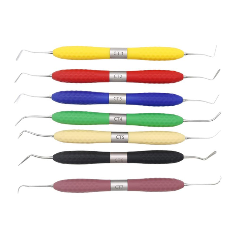 7PCS/SET Dental Resin Filler Aesthetic Restoration Kit Fit For LM Resin Knife Plastic Dresser With Silicone Handle