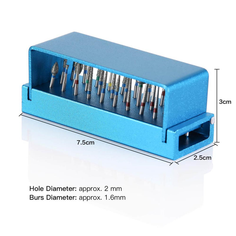 Dental Burs Drill Holder Disinfection Aluminium Bloc Box 30 Holes Diameter 2mm Dental Lab Tool