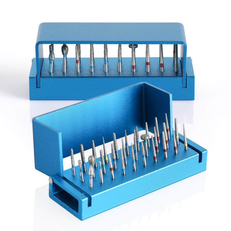 Dental Burs Drill Holder Disinfection Aluminium Bloc Box 30 Holes Diameter 2mm Dental Lab Tool