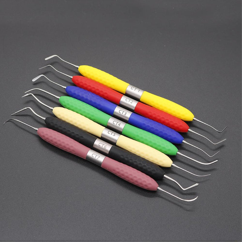 7PCS/SET Dental Resin Filler Aesthetic Restoration Kit Fit For LM Resin Knife Plastic Dresser With Silicone Handle